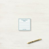 Post-it® Simple Bleu Votre Nom Et Coeurs Merci (Sur un bureau)