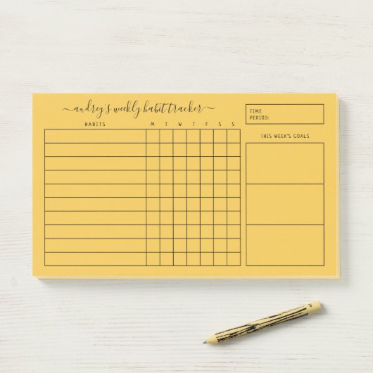 Post-it® Simple Bold Yellow Weekly Habit Tracker (Sur un bureau)