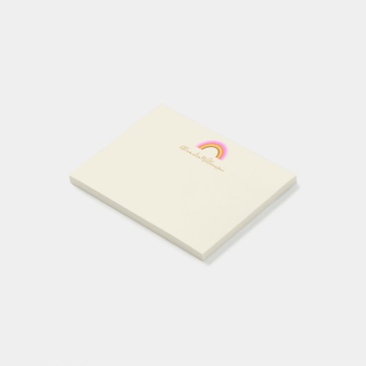 Post-it® Simple Cute Retro Rainbow Nom de script personnali (Incliné)