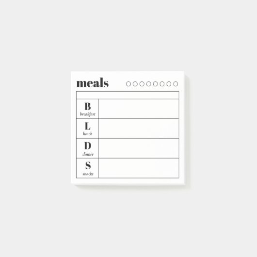 Post-it® Simple Daily Meal Planner Sticky Notes Pad (Devant)
