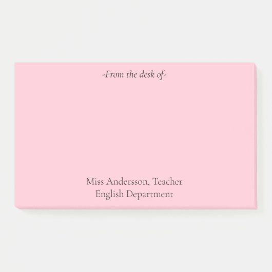 Post-it® Simple du bureau de l'enseignant (Devant)