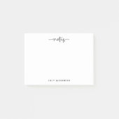 Post-it® Simple écriture manuscrite Swashes noir et blanc (Devant)