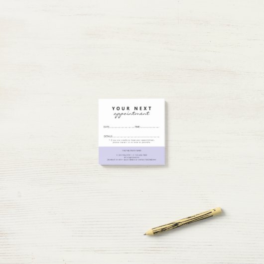 Post-it® Simple Elegant Lilac White Salon Appointment (Sur un bureau)