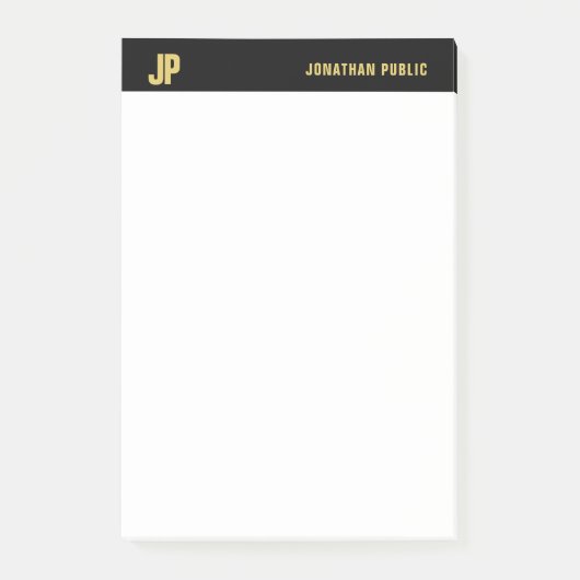 Post-it® Simple élégant moderne d'or blanc de noir (Devant)