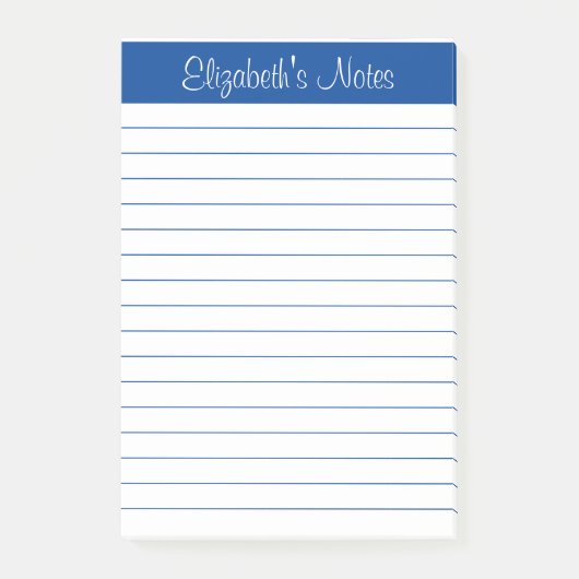 Post-it® Simple élégante Bleu Linage Personnalisé (Devant)