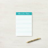 Post-it® Simple élégante Turquoise Linked Personnalisé (Sur un bureau)