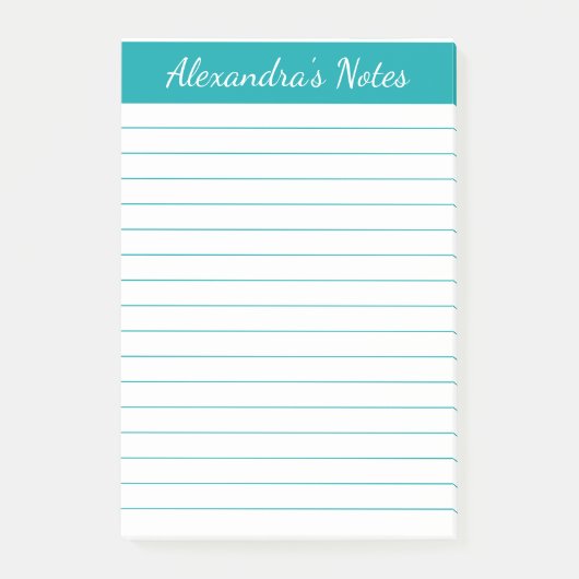 Post-it® Simple élégante Turquoise Linked Personnalisé (Devant)