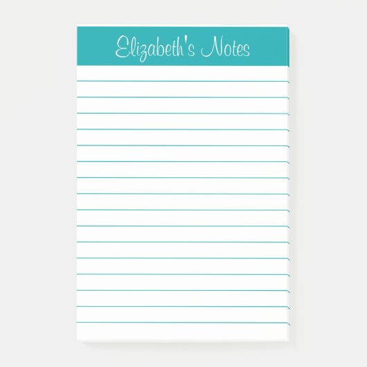Post-it® Simple élégante Turquoise Linked Personnalisé (Devant)