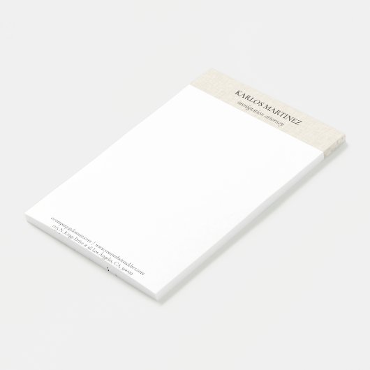 Post-it® Simple Light Beige Linen Black Typography (Incliné)