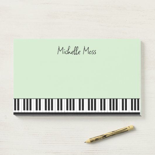 Post-it® Simple mignon Musical Piano Clavier Pale Vert (Sur un bureau)