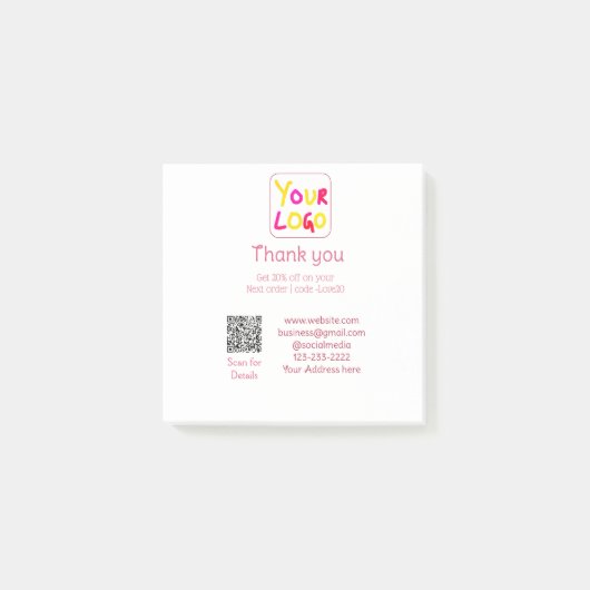 Post-it® simple minimal add your logo/design here text Q R (Devant)