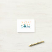 Post-it® simple minimal ajouter nom monogramme orange bleu (Sur un bureau)