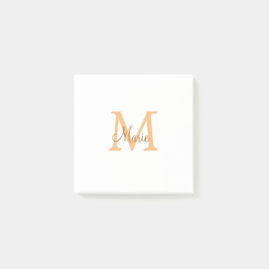 Post-it® simple minimal ajouter nom monogramme orange marro (Devant)