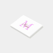 Post-it® simple minimal ajouter nom monogramme rose rouge (Incliné)