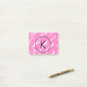 Post-it® simple minimal monogramme blanc paillettes rose ea (Sur un bureau)