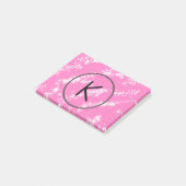 Post-it® simple minimal monogramme blanc paillettes rose ea (Incliné)