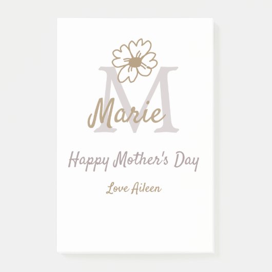Post-it® simple minimal mother's day monogram golden gray f (Devant)