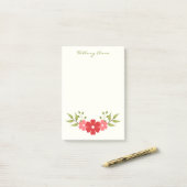 Post-it® Simple Minimal Red & Pink Classy Elegant Floral (Sur un bureau)