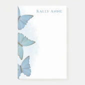 Post-it® Simple Minimaliste Moderne Nature Bleu Papillons (Devant)