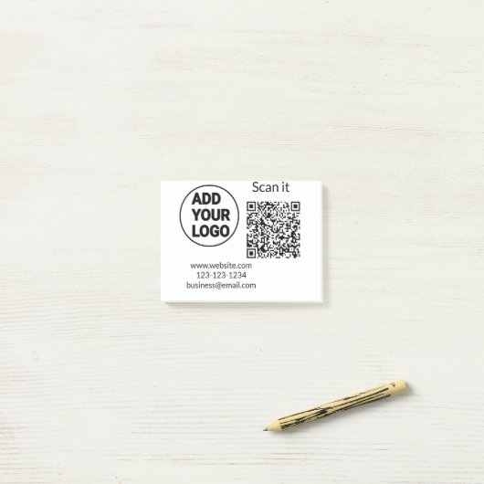 Post-it® Simple minimum q r code ajouter logo code d'analys (Sur un bureau)