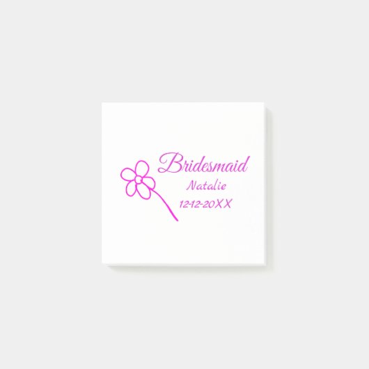 Post-it® Simple minimum rose bridesmaid ajouter le nom de l (Devant)