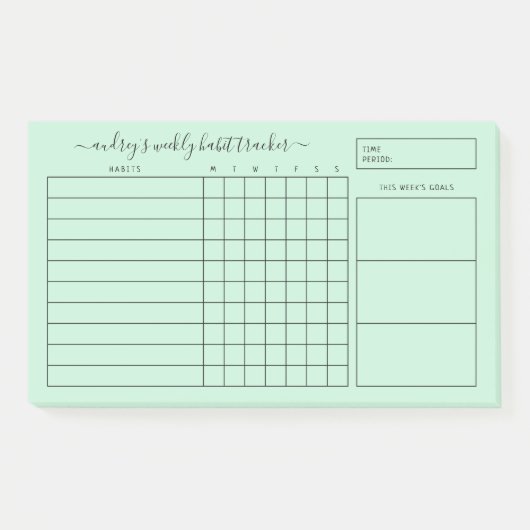 Post-it® Simple Mint Green White Weekly Habit Tracker (Devant)