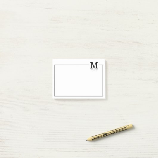 Post-it® Simple Modern Classic Nom de famille Monogramme  (Sur un bureau)