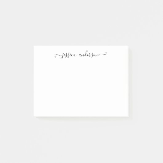 Post-it® Simple moderne classique élégant noir Gris Script (Devant)