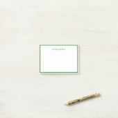 Post-it® Simple Moderne Monogramme Vert Bordure Deux Tons (Sur un bureau)