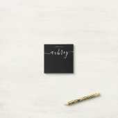 Post-it® Simple moderne nom manuscrit noir (Sur un bureau)