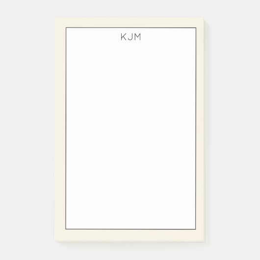 Post-it® Simple Monogramme Crème et Noir (Devant)