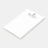 Post-it® Simple Monogramme Élégant Nom Titre Noir (Incliné)