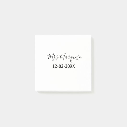 Post-it® simple monogramme minimal Mme M. nom date année Th (Devant)