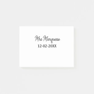 Post-it® simple monogramme minimal Mme M. nom date année Th