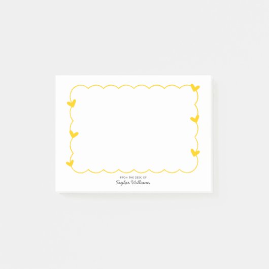 Post-it® Simple Mustard Wavy Border Heart Stationery (Devant)
