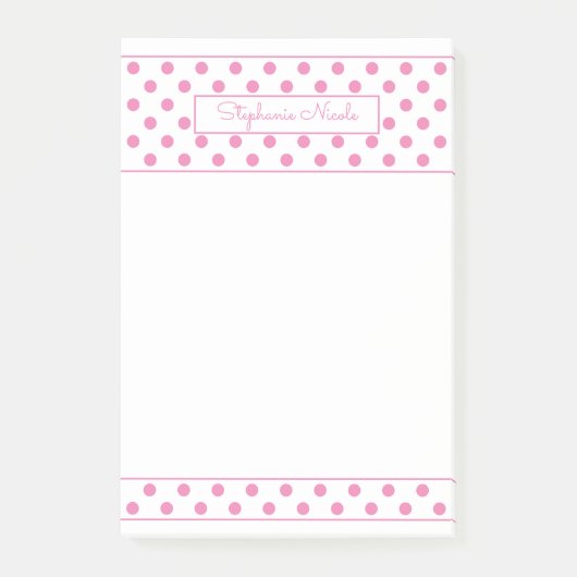 Post-it® Simple Polka Point Rose Personnalisé Mince Bordure (Devant)