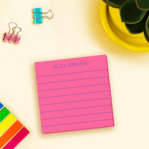 Post-it® Simple Rose Foncé Ajouter Nom Ligné