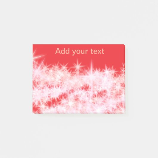 Post-it® Simple rouge rose brillant étoiles ajouter votre t (Devant)