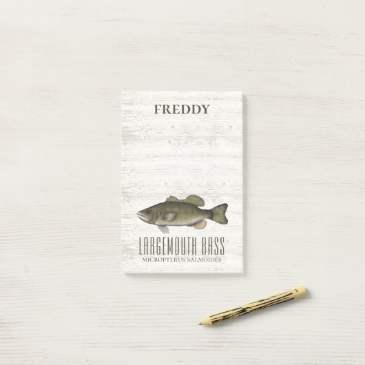 Post-it® Simple Rustic Wood Nature Pêcheur Custom Basse (Sur un bureau)