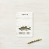 Post-it® Simple Rustic Wood Nature Pêcheur Custom Basse (Sur un bureau)