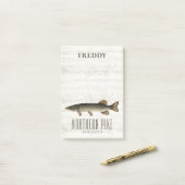 Post-it® Simple Rustic Wood Nature Pêcheur Northern Pike (Sur un bureau)