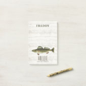 Post-it® Simple Rustique Wood Nature Pêcheur Walleye person (Sur un bureau)