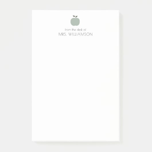 Post-it® Simple Sage Green Cute Apple Professeur personnali (Devant)