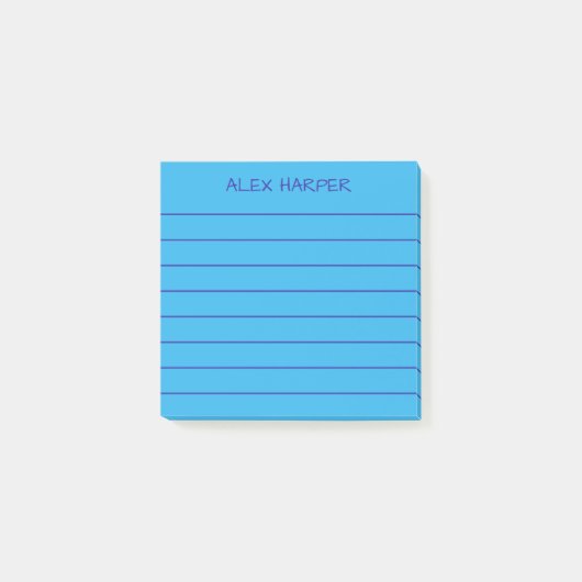 Post-it® Simple Sky Blue Ajouter un nom Lined (Devant)