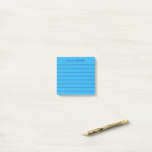 Post-it® Simple Sky Blue Ajouter un nom Lined (Sur un bureau)