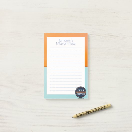Post-it® Simple Turquoise/Orange Mitzvot (Sur un bureau)