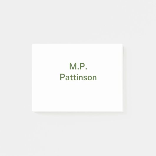 Post-it® Simple vert minimal ajouter votre nom de texte pho (Devant)