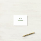 Post-it® Simple vert minimal ajouter votre nom de texte pho (Sur un bureau)