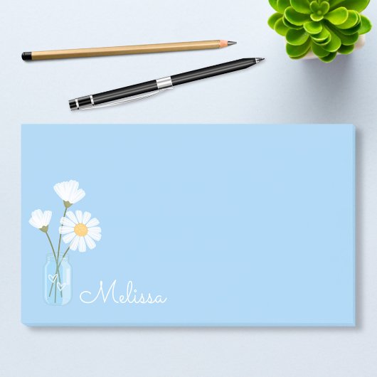 Post-it® Simple White Daisies Mason Jar Hearts Nom personna