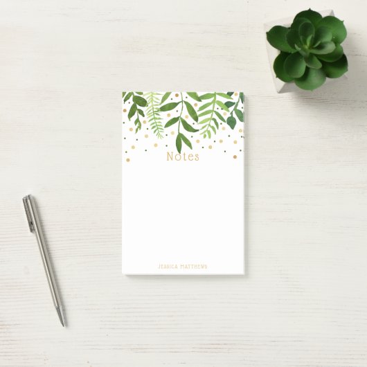 Post-it® Simplement Chic Green & Gold Foil Note Pad (Bureau)